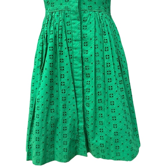 J.Crew Eyelet Fit & Flare Dress Kelly Green Wedding Guest Resort Knee Length XS - Picture 5 of 10
